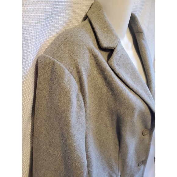 ELLOS Women's Plus Long Boyfriend Wool Blazer Size 22 Light Gray Striped Lining - Picture 2 of 12